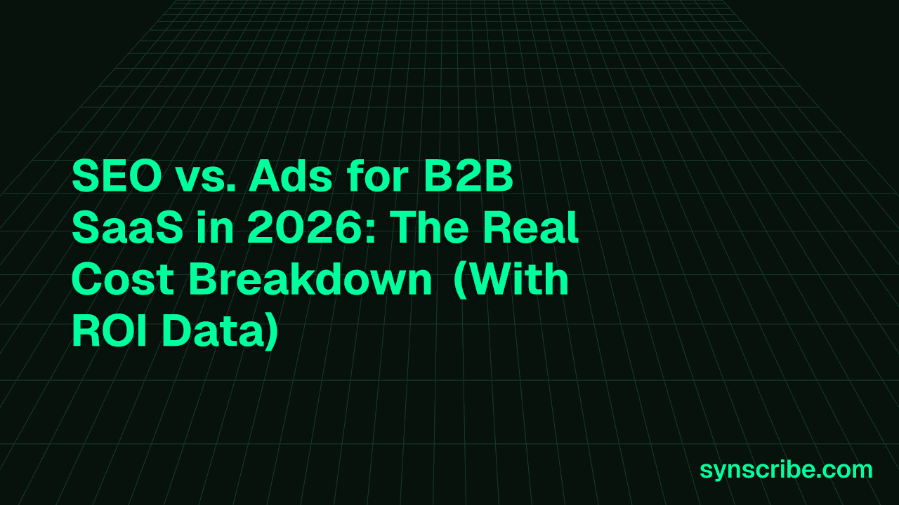 SEO vs. Ads for B2B SaaS in 2026: The Real Cost Breakdown (With ROI Data)